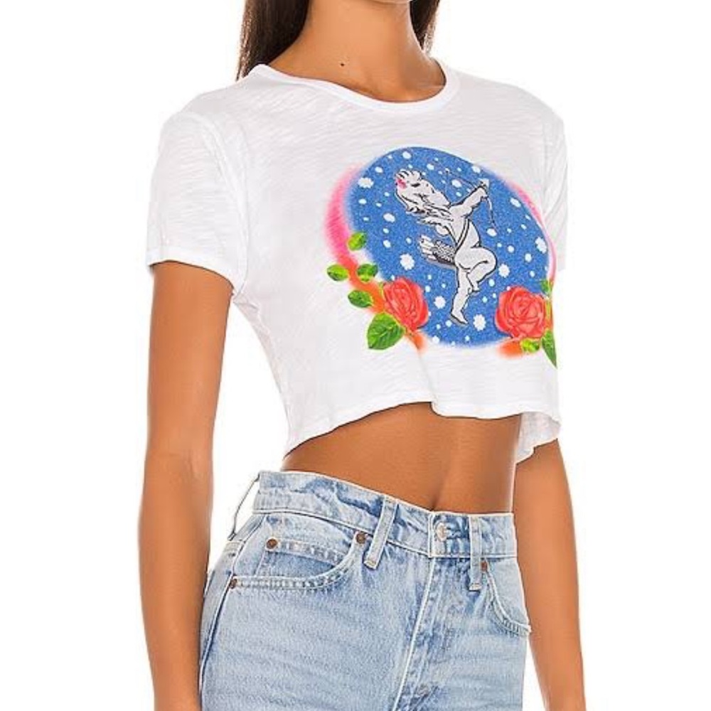 Boys Lie Space Cadet Cropped White T-Shirt Size S